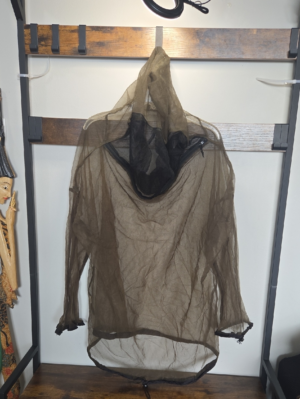 Military Vtg Men's Lightweight Hooded Bug Netting Mesh Jacket - Olive